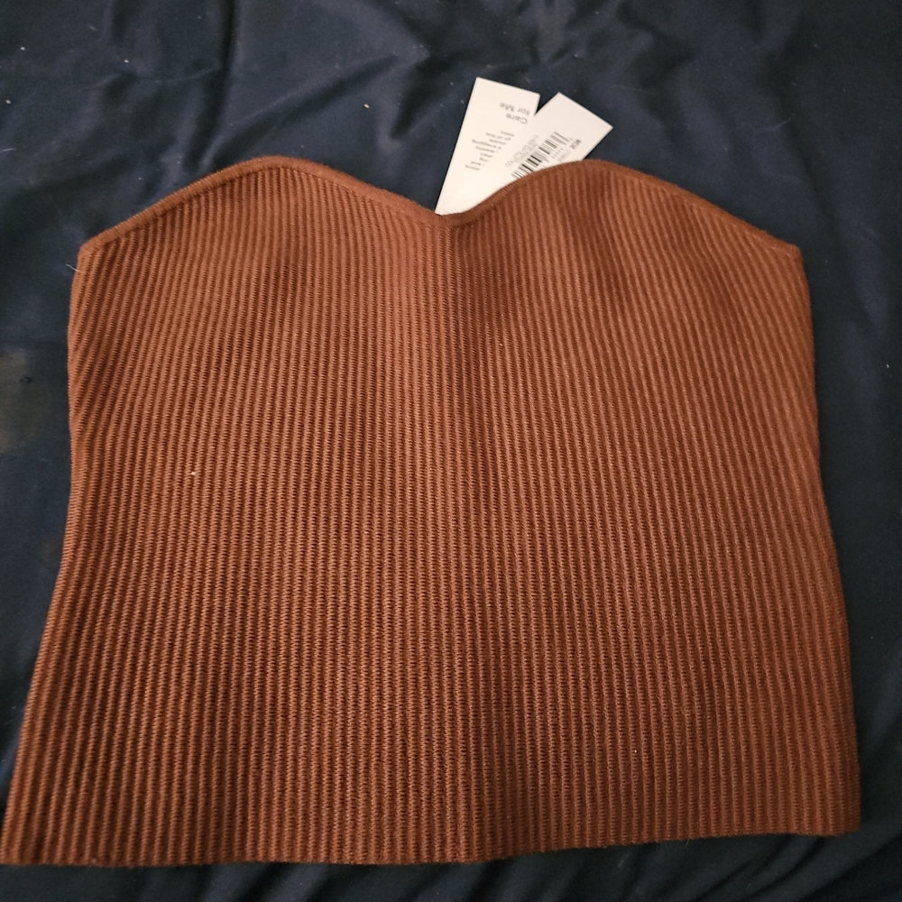 Pol Chocolate Ribbed Top